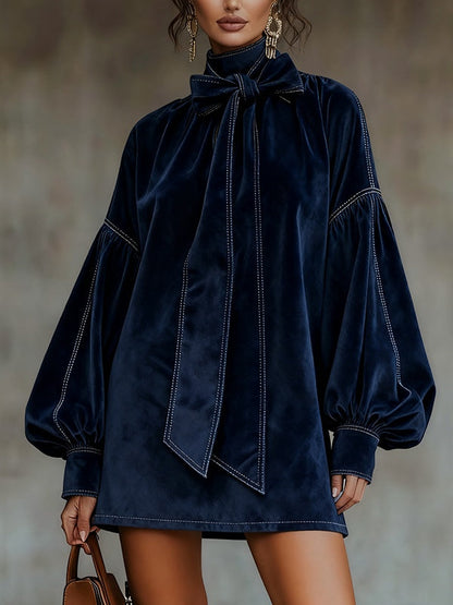 Tiphaine | Mini-robe en velours avec nœud