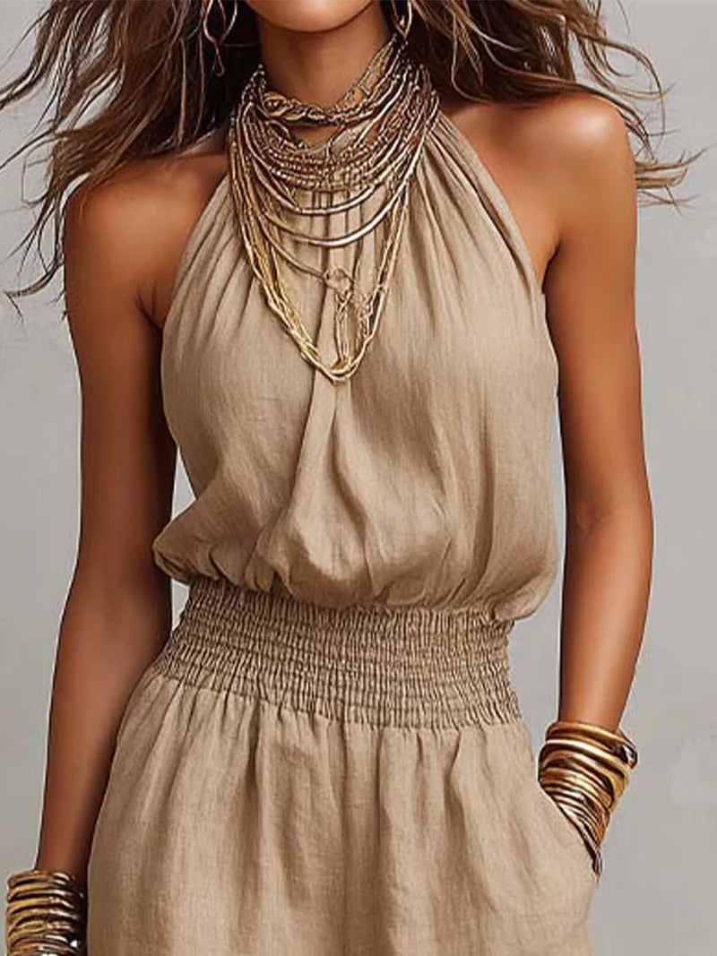 ALEJANDRITA™ | Mono Halter con Cintura Elástica y Pierna Ancha