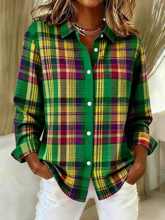 Dulcie™ | Blouse vintage à carreaux boutonnée sur le devant