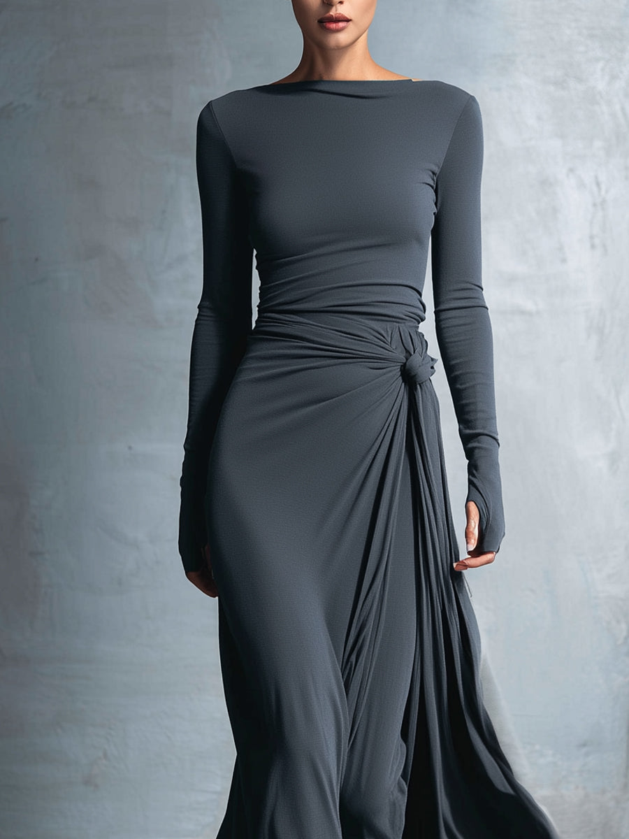 Naomie | Robe longue avec nœud en soie