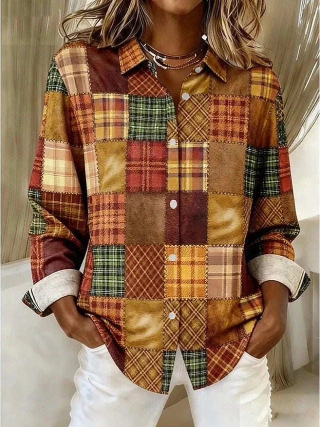 Merritt™ | Blouse vintage en patchwork boutonnée sur le devant