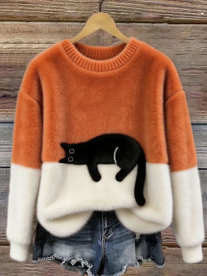 Cristine | Pull oversize élégant orné d’un chat