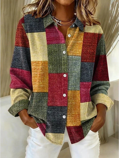 Merritt™ | Blouse vintage en patchwork boutonnée sur le devant