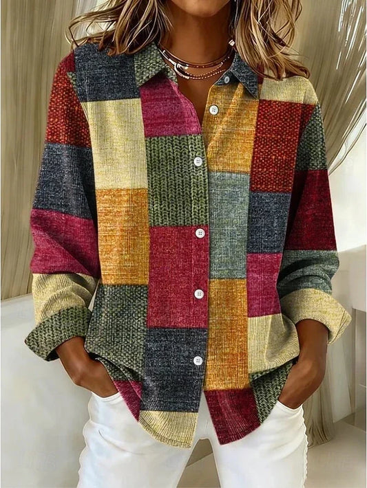 Merritt™ | Blouse vintage en patchwork boutonnée sur le devant