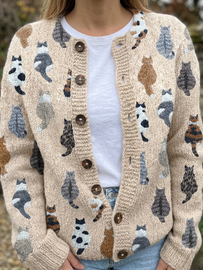 Charlotte™ | Cardigan douillet à imprimé de chats