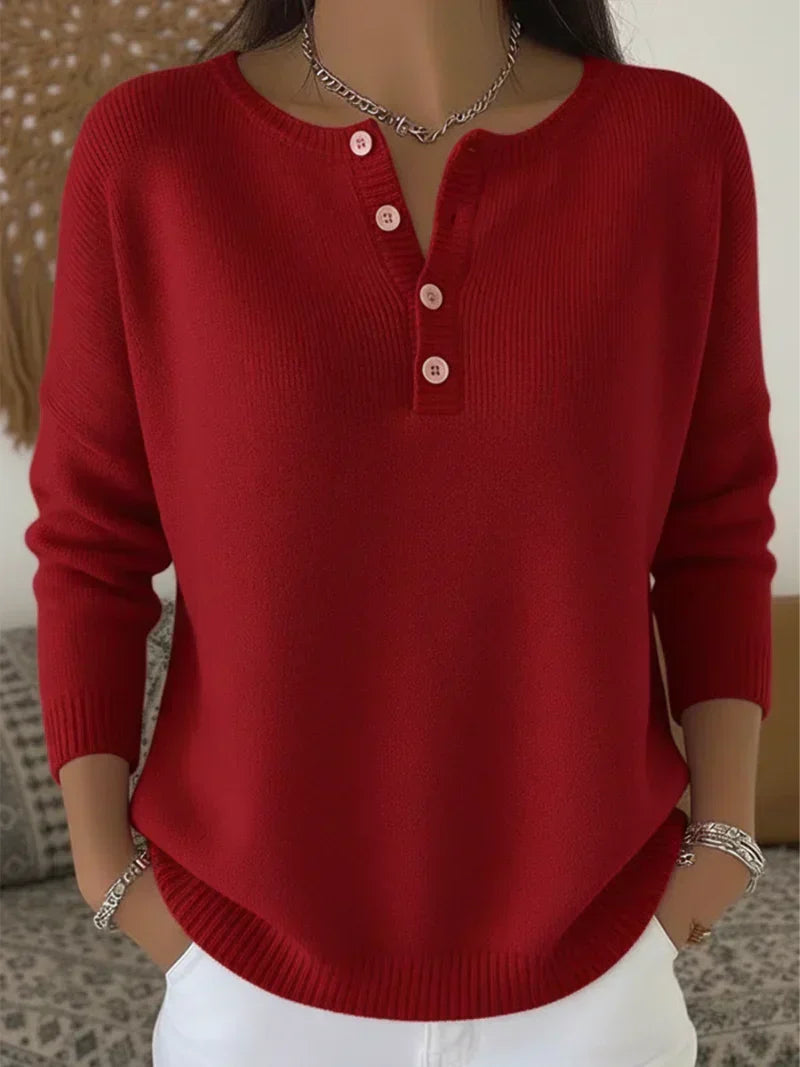 Helena™ | Suéter de punto con botones estilo Henley