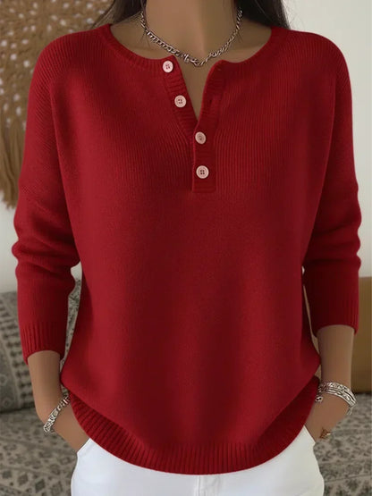 Helena™ | Suéter de punto con botones estilo Henley