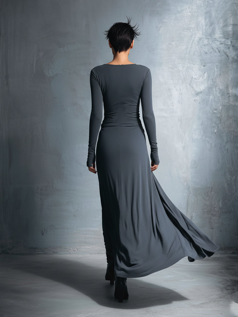Naomie | Robe longue avec nœud en soie