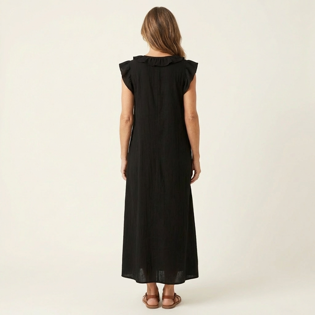 Josette | Vestido maxi con escote en V y volantes