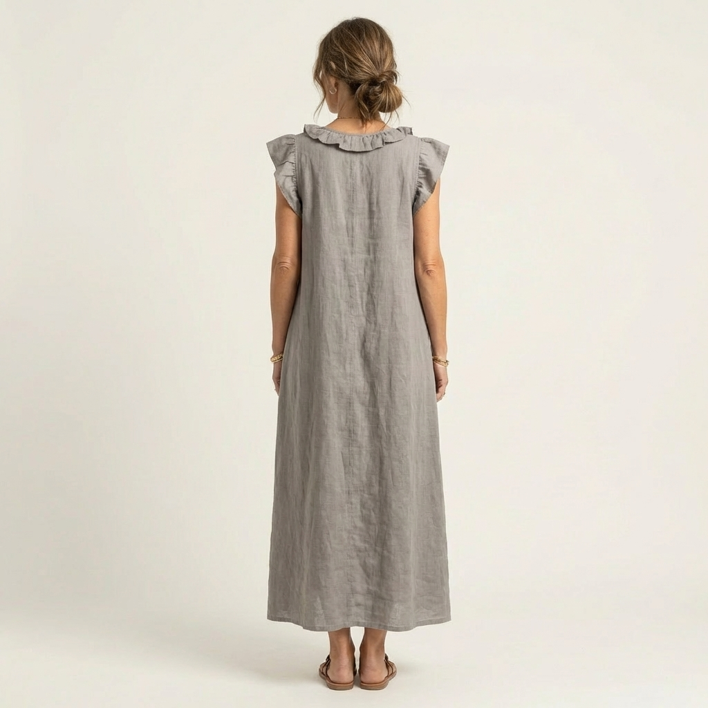 Josette | Vestido maxi con escote en V y volantes