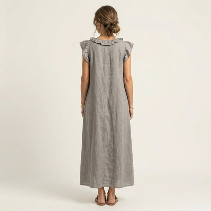 Josette | Vestido maxi con escote en V y volantes