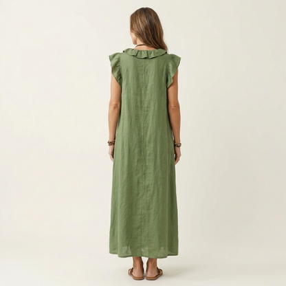 Josette | Vestido maxi con escote en V y volantes