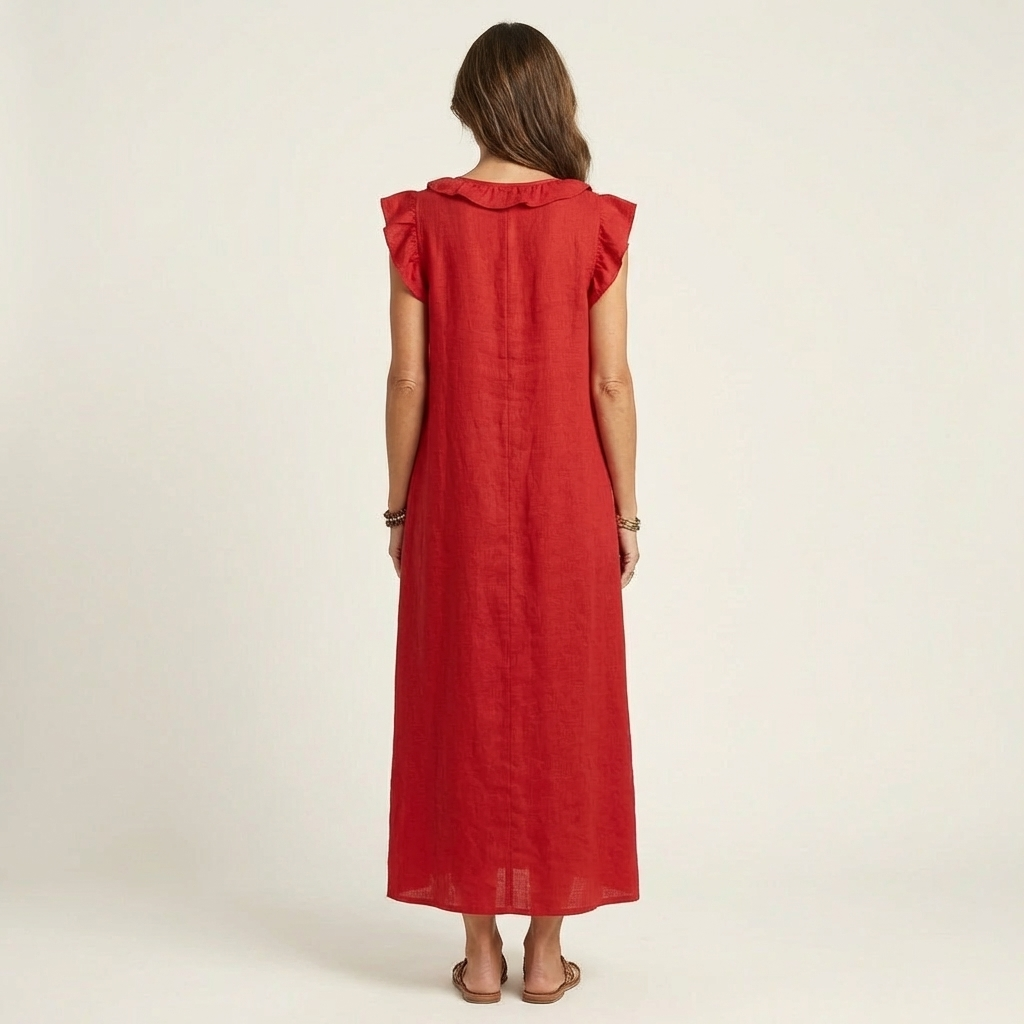 Josette | Vestido maxi con escote en V y volantes