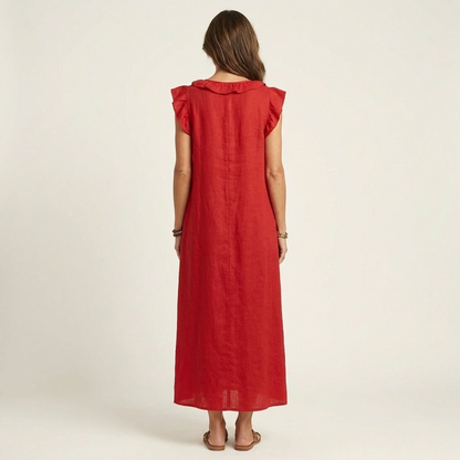 Josette | Vestido maxi con escote en V y volantes