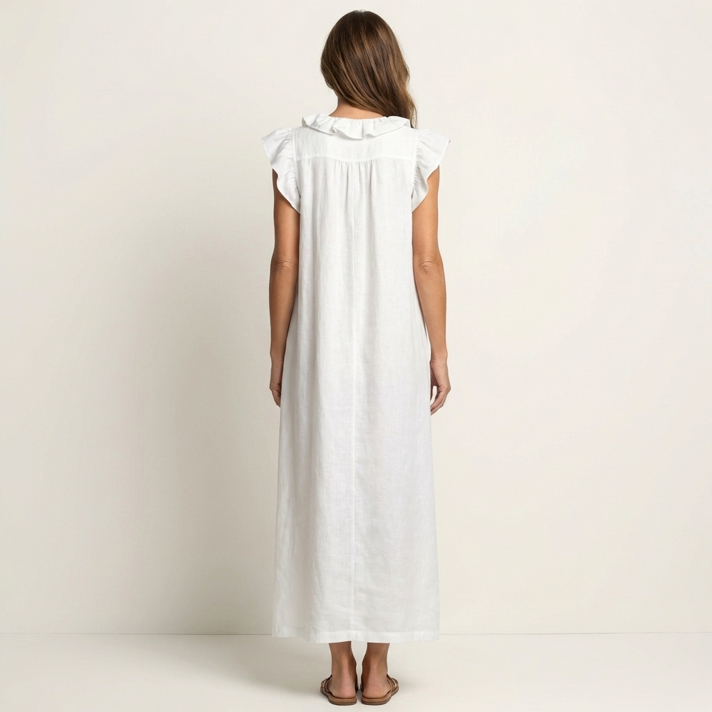 Josette | Vestido maxi con escote en V y volantes