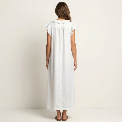 Josette | Vestido maxi con escote en V y volantes