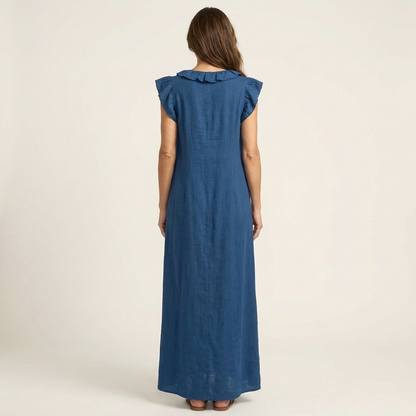 Josette | Vestido maxi con escote en V y volantes