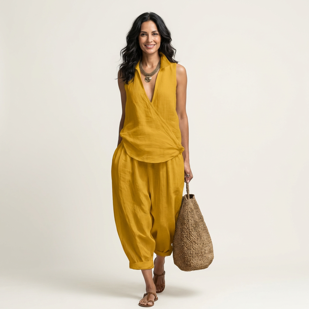 Twiila | Top envolvente y pantalón de pierna ancha