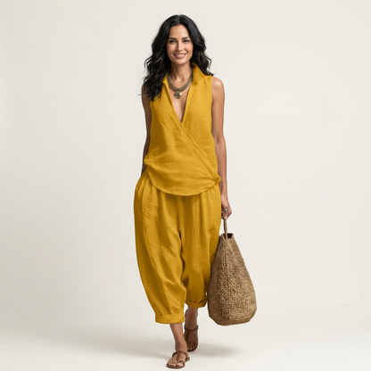 Twiila | Top envolvente y pantalón de pierna ancha