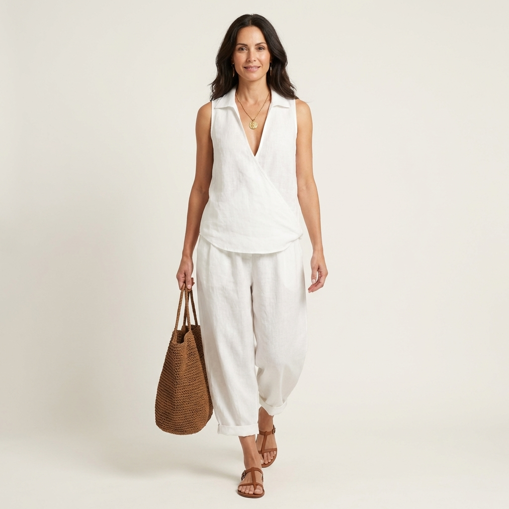 Twiila | Top envolvente y pantalón de pierna ancha