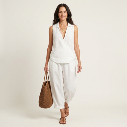 Twiila | Top envolvente y pantalón de pierna ancha