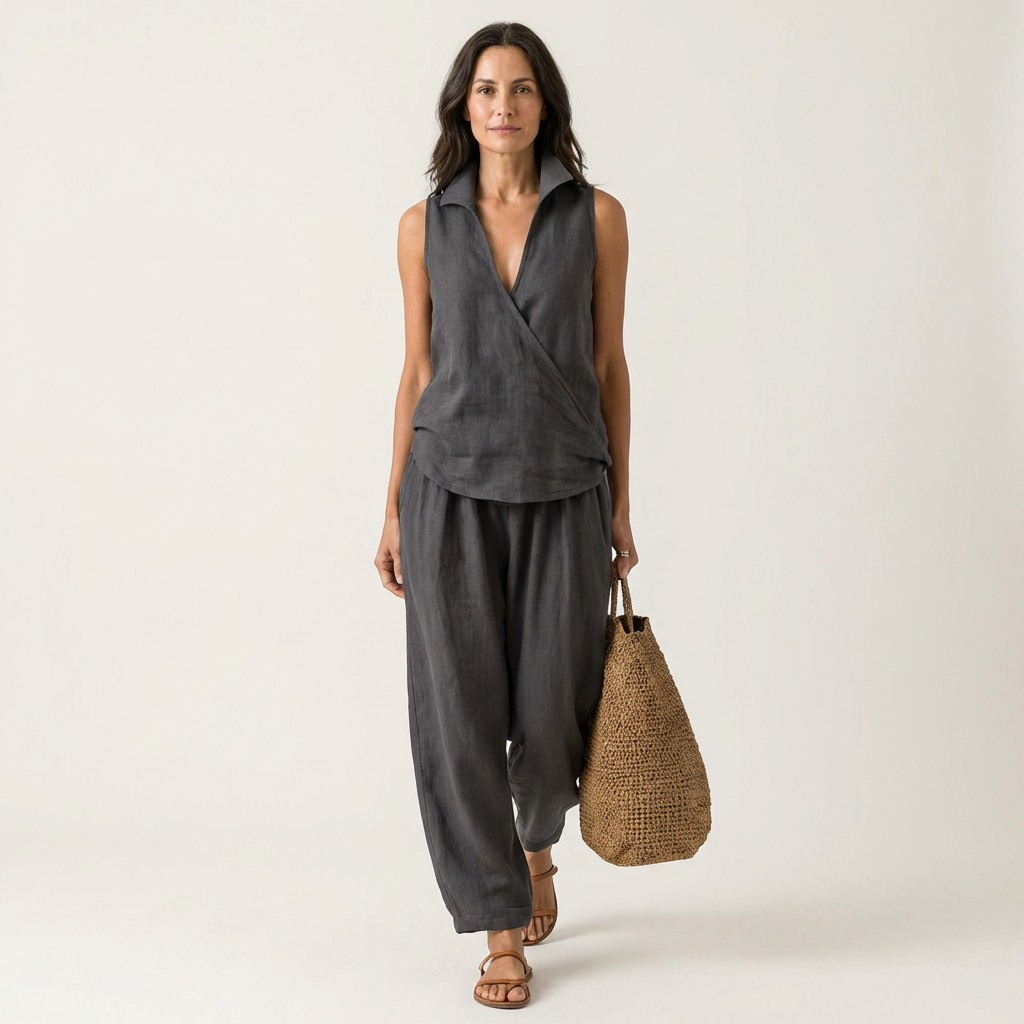 Twiila | Top envolvente y pantalón de pierna ancha