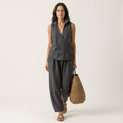 Twiila | Top envolvente y pantalón de pierna ancha