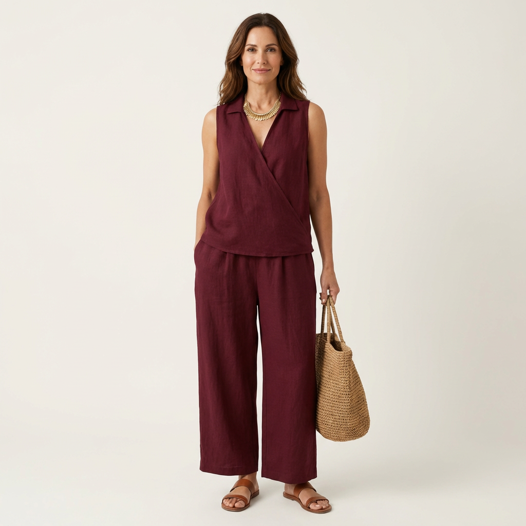 Twiila | Top envolvente y pantalón de pierna ancha