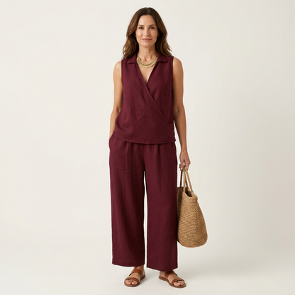 Twiila | Top envolvente y pantalón de pierna ancha