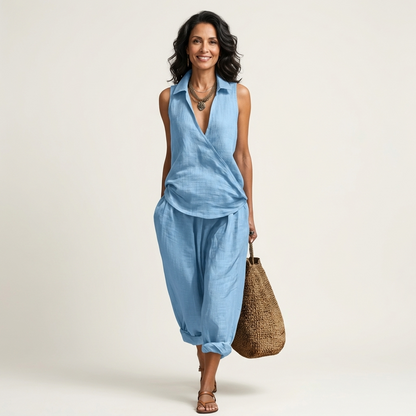Twiila | Top envolvente y pantalón de pierna ancha