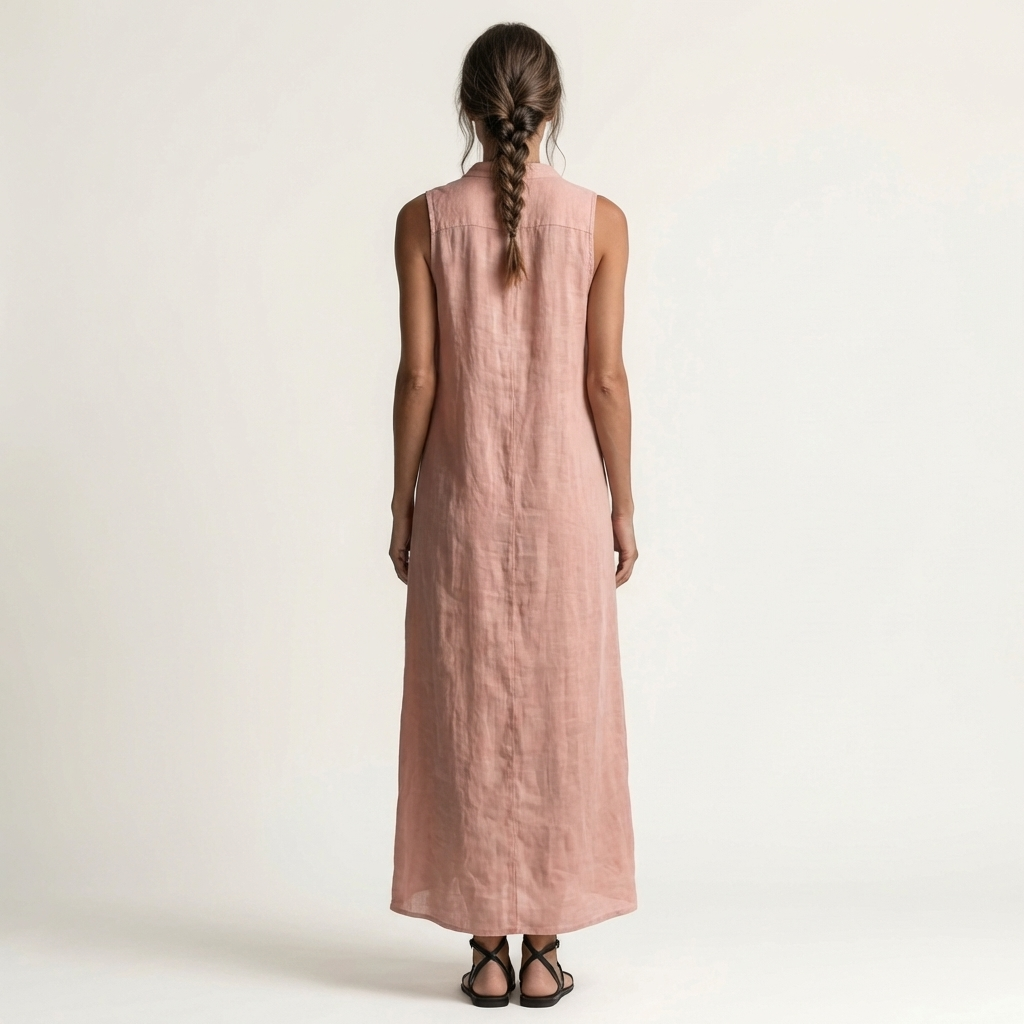 Mirabell | Vestido maxi sin mangas con capucha y botones delanteros