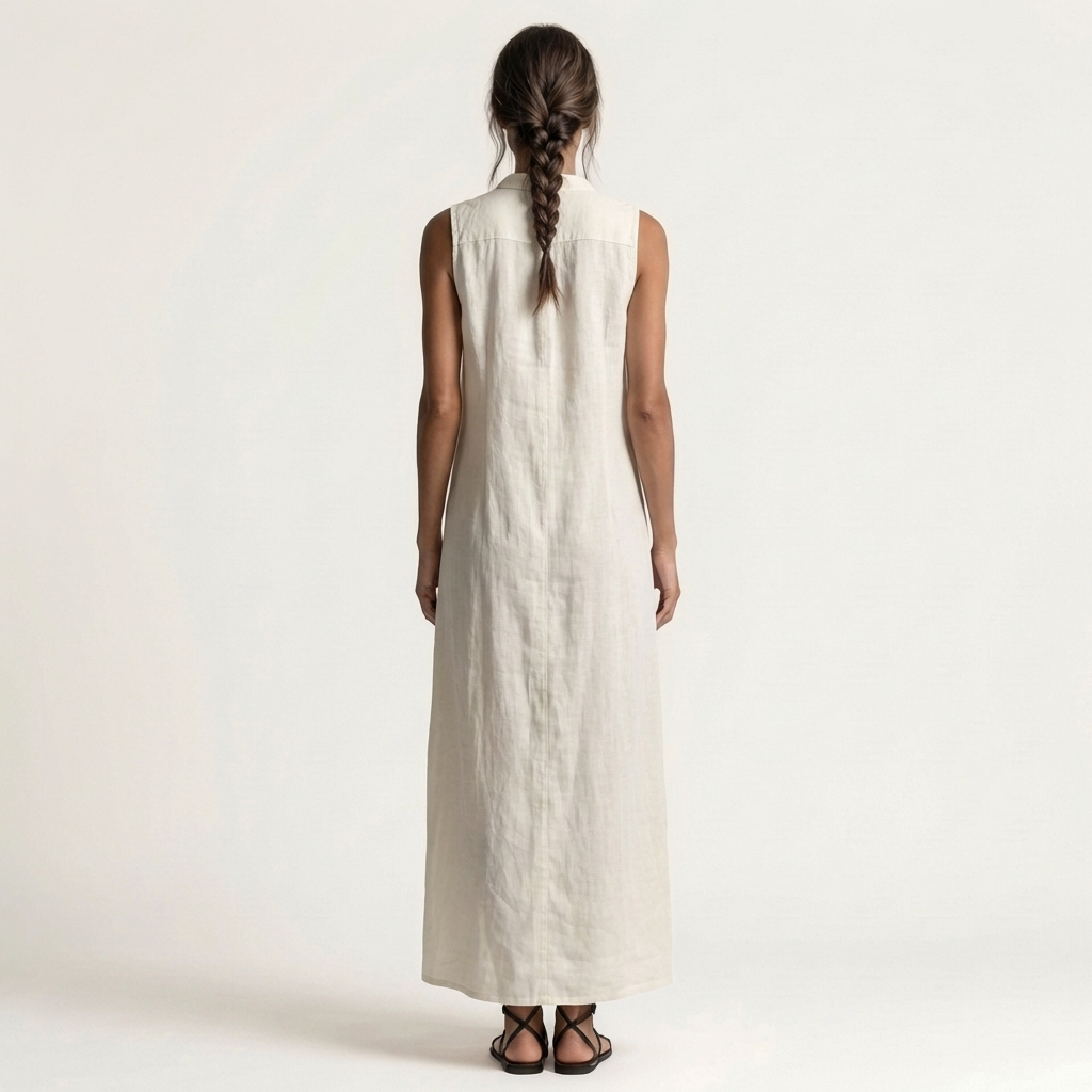 Mirabell | Vestido maxi sin mangas con capucha y botones delanteros