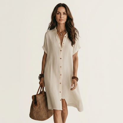 Nidalie | Vestido midi de camisa con puños remangados