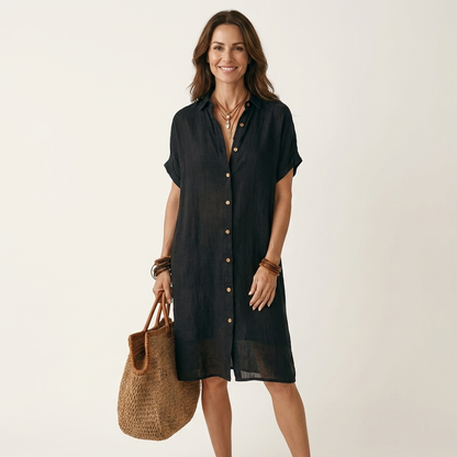 Nidalie | Vestido midi de camisa con puños remangados