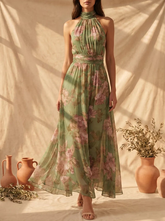 LIVIA™ | Vestido Largo Halter Floral