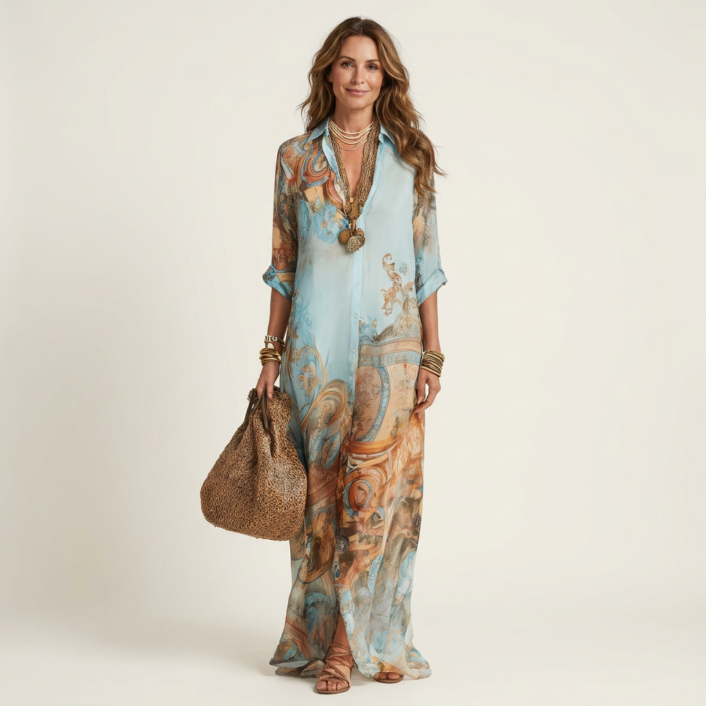 Lanie | Vestido camisero maxi de seda
