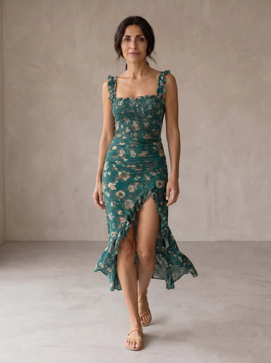 ESMERALDA™ | Vestido Sirena de Volantes con Estampado Floral