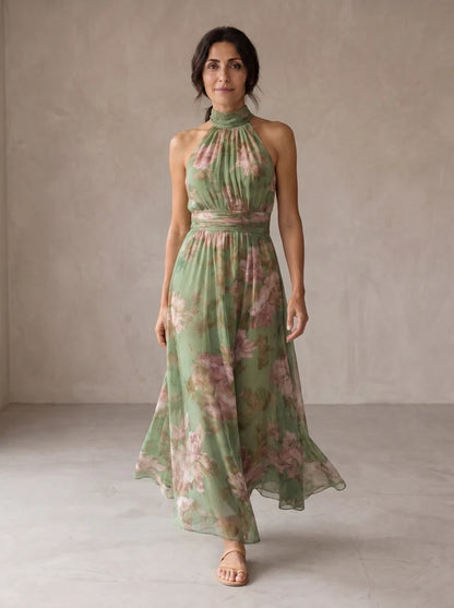 LIVIA™ | Vestido Largo Halter Floral