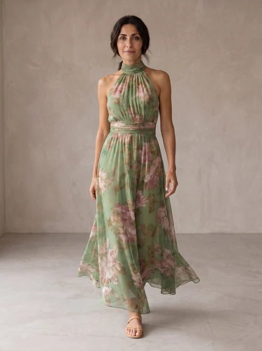 LIVIA™ | Vestido Largo Halter Floral