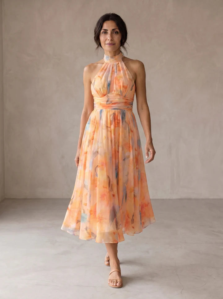 AURORA™ | Vestido Halter con Estampado Acuarela