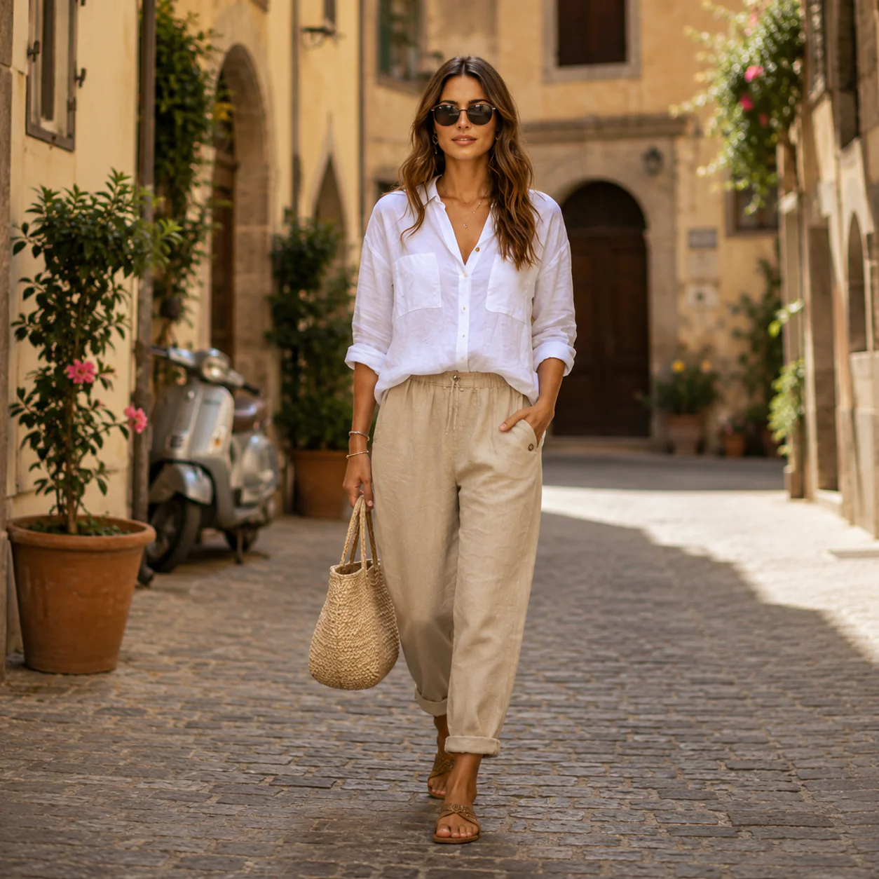 LAURA™ | PANTALON LIGERO EFECTO LINO