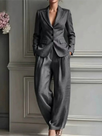 Ensemble tailleur élégant Victoria avec blazer ajusté et pantalon large