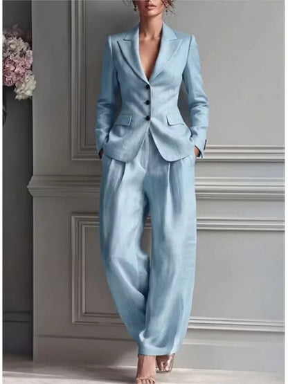 Ensemble tailleur élégant Victoria avec blazer ajusté et pantalon large