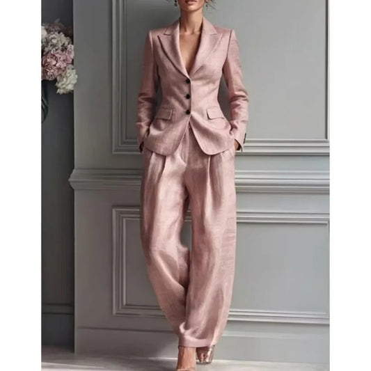 Ensemble tailleur élégant Victoria avec blazer ajusté et pantalon large