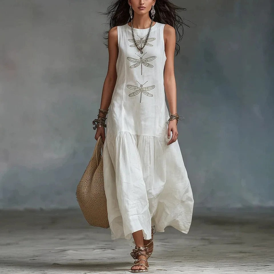 Robe midi bohème Daniela à imprimé libellules