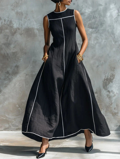 Robe longue Carlota avec bordure contrastante