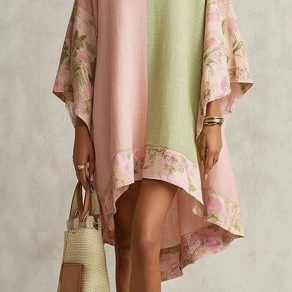 Robe bohème fleurie Jimena avec manches chauve-souris et col en V