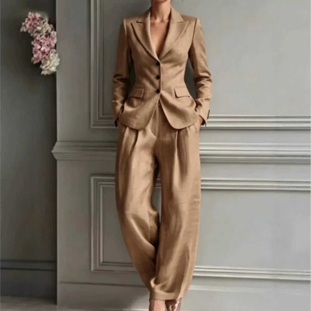 Ensemble tailleur élégant Victoria avec blazer ajusté et pantalon large