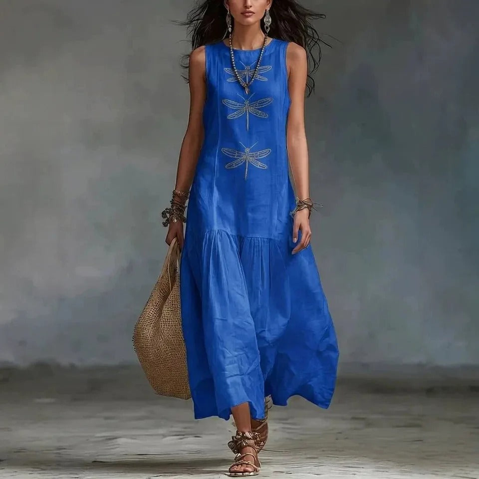 Robe midi bohème Daniela à imprimé libellules