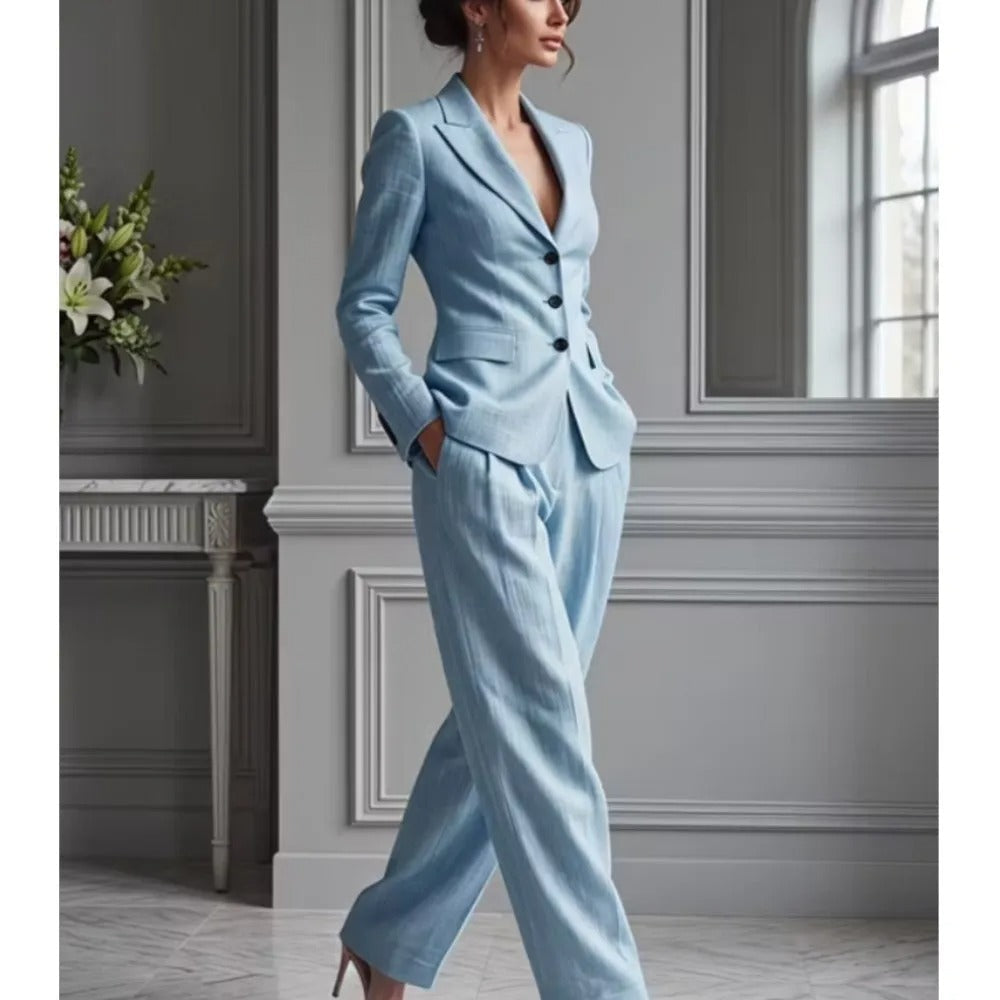Ensemble tailleur élégant Victoria avec blazer ajusté et pantalon large